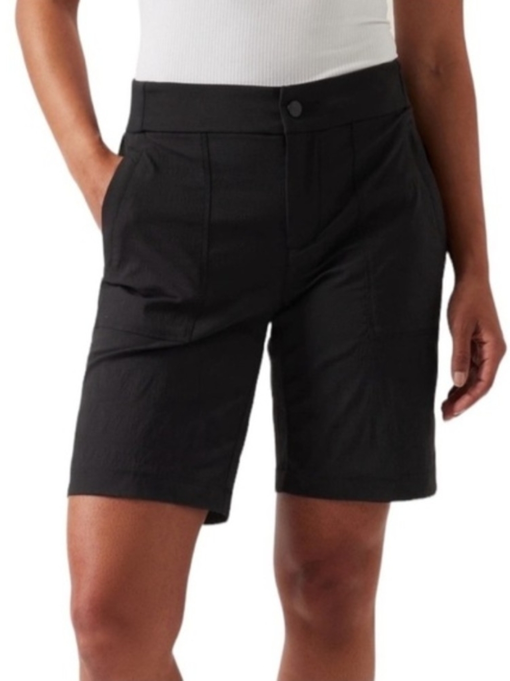 Athleta Black Pull-On Stretch Bermuda Shorts